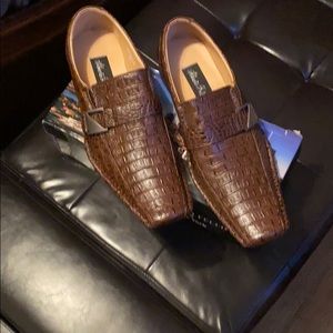 Alberto Fellini Brown Gator Printed Dress Shoes